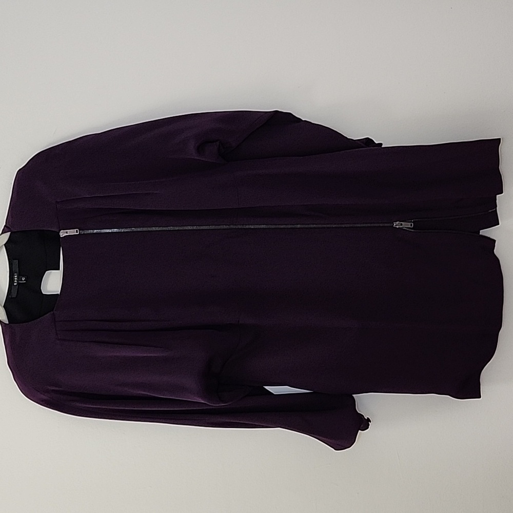 Gucci 100% silk Purple asymmetrical zip Pleated Cutout Elegant Dress Sz 42/Med - Picture 5 of 16